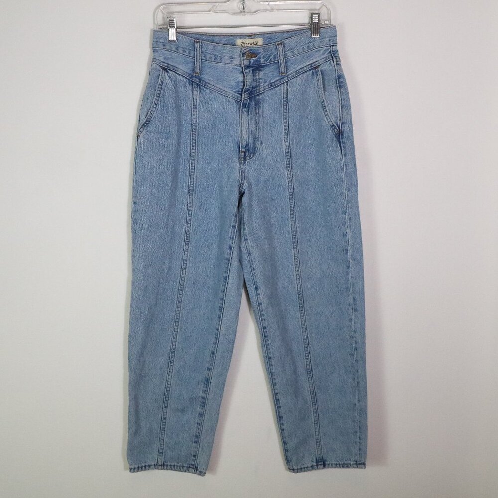 Madewell Balloon Jeans Verner Wash Seamed Women 27 Baggy Crop Barrell Light Wash